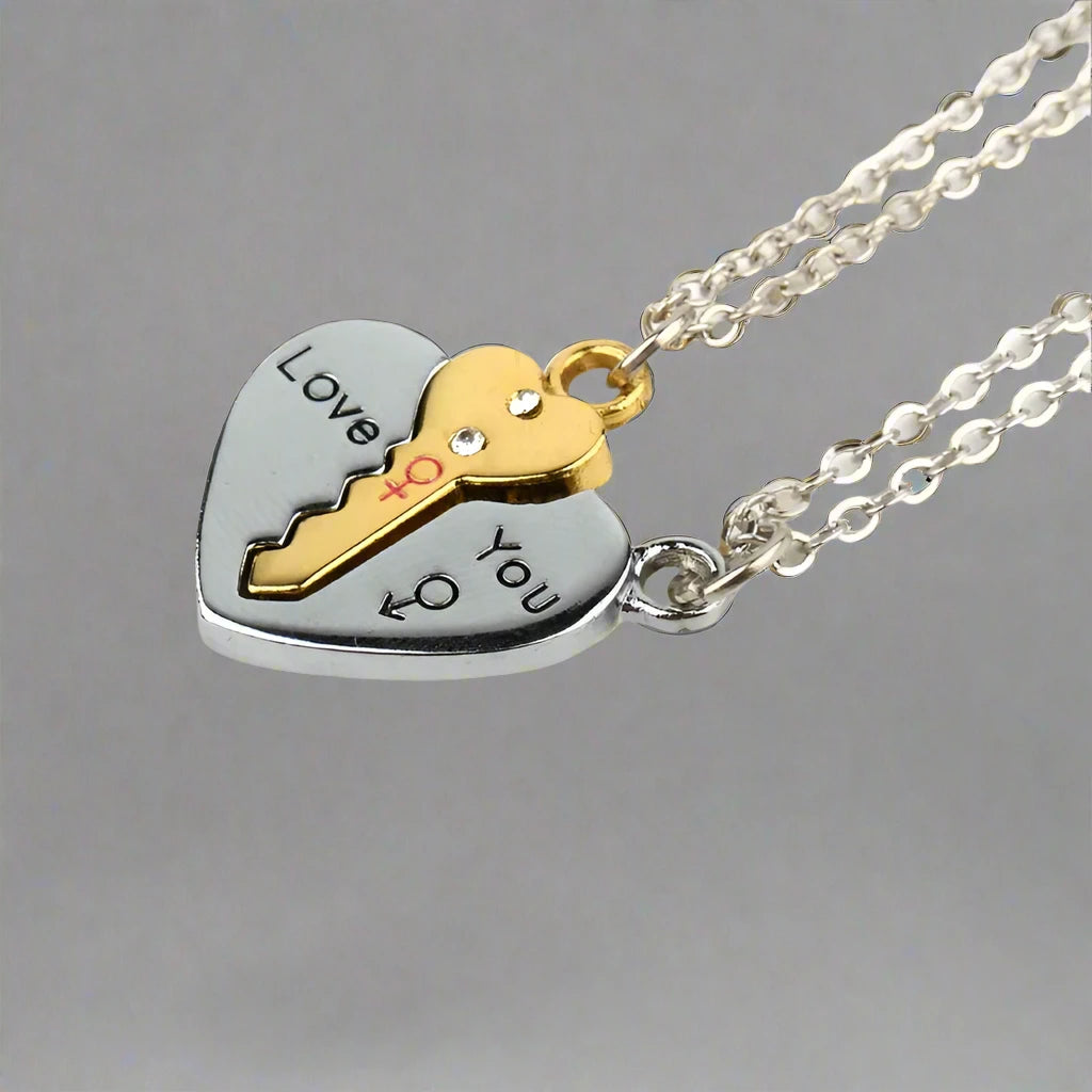 Heart & Key Pendant Necklace