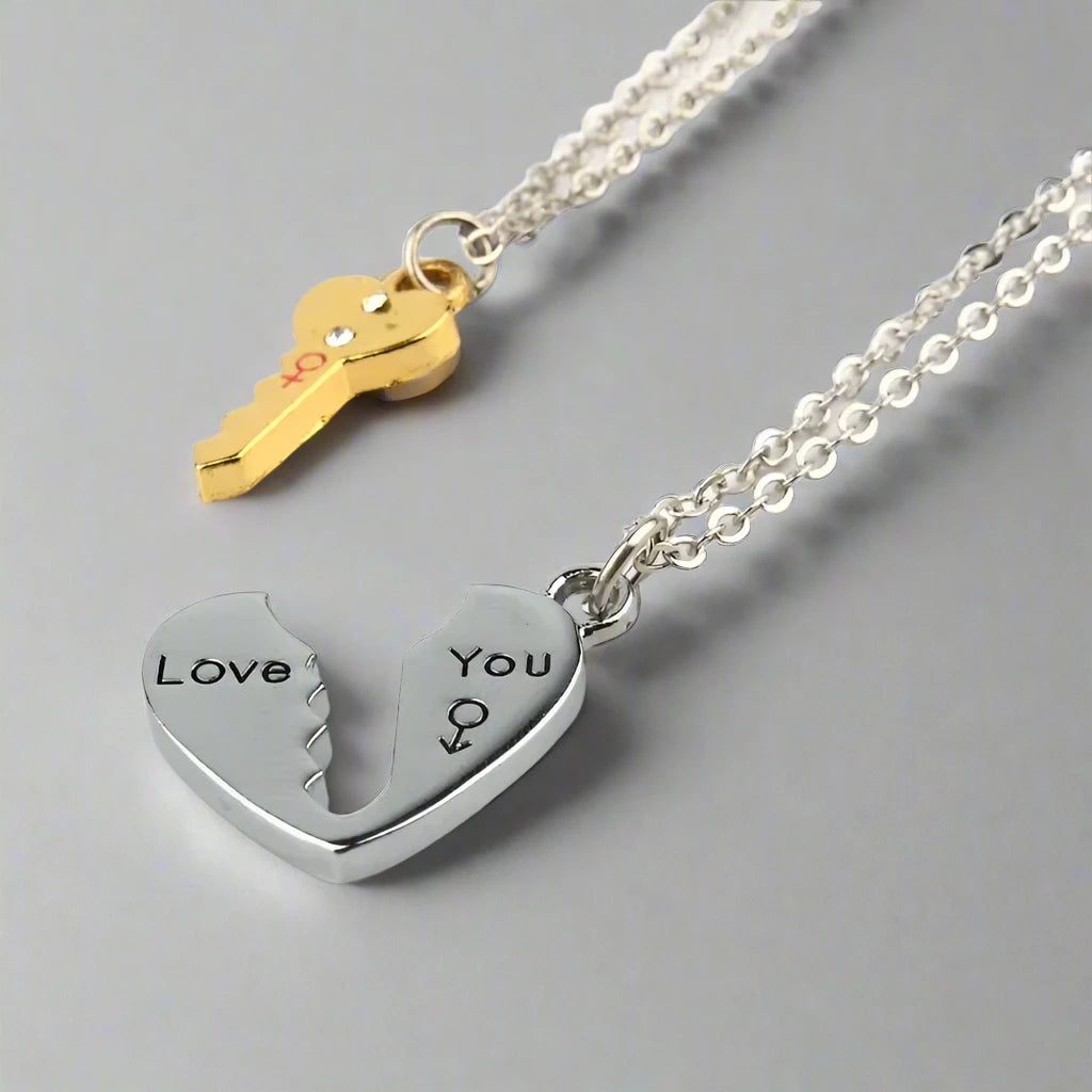 Heart & Key Pendant Necklace